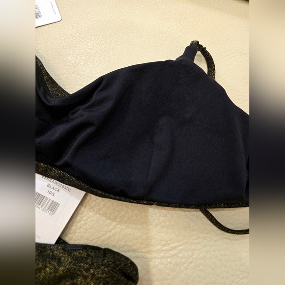 EVERYDAY SUNDAY Black Gold Shimmer Bikini Set Size 10 L - Picture 5 of 7